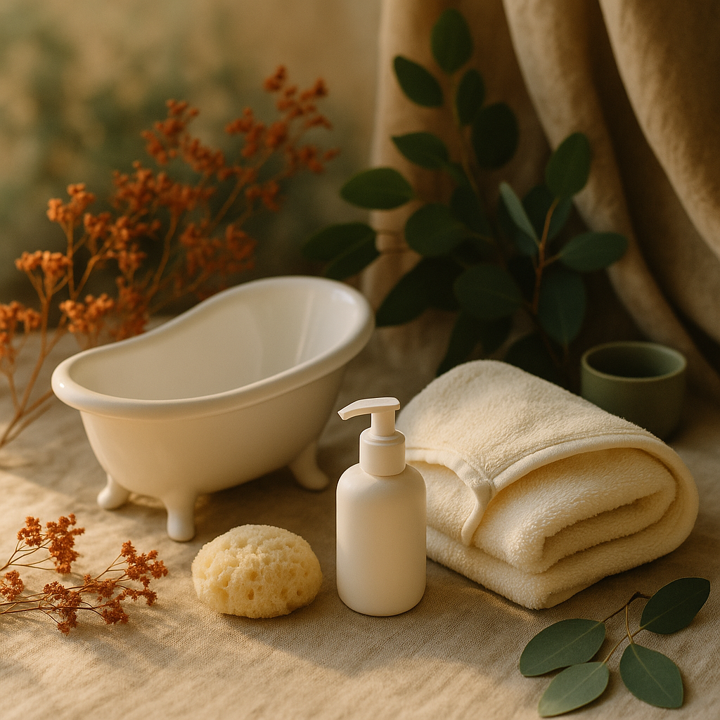 toilette nourrisson - illustre l'importance d'un moment soin apaisé et bien préparé pour le nourrisson, évoque la douceur et le rituel