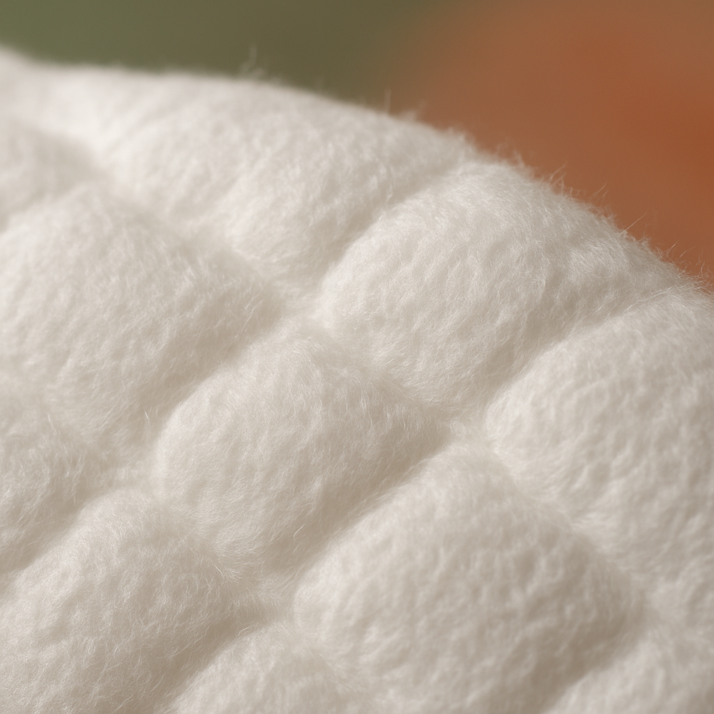 couches Carryboo avis - Le lecteur perçoit visuellement la douceur et la qualité de la matière de la couche, illustrant le test d'absorption et de confort de manière tactile