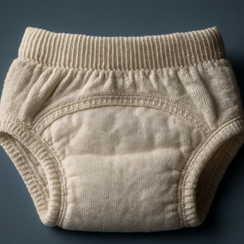 culotte apprentissage propreté bébé - montre la structure multi-couche et la texture des matières de la culotte apprentissage, aidant le lecteur à comprendre son fonctionnement concret