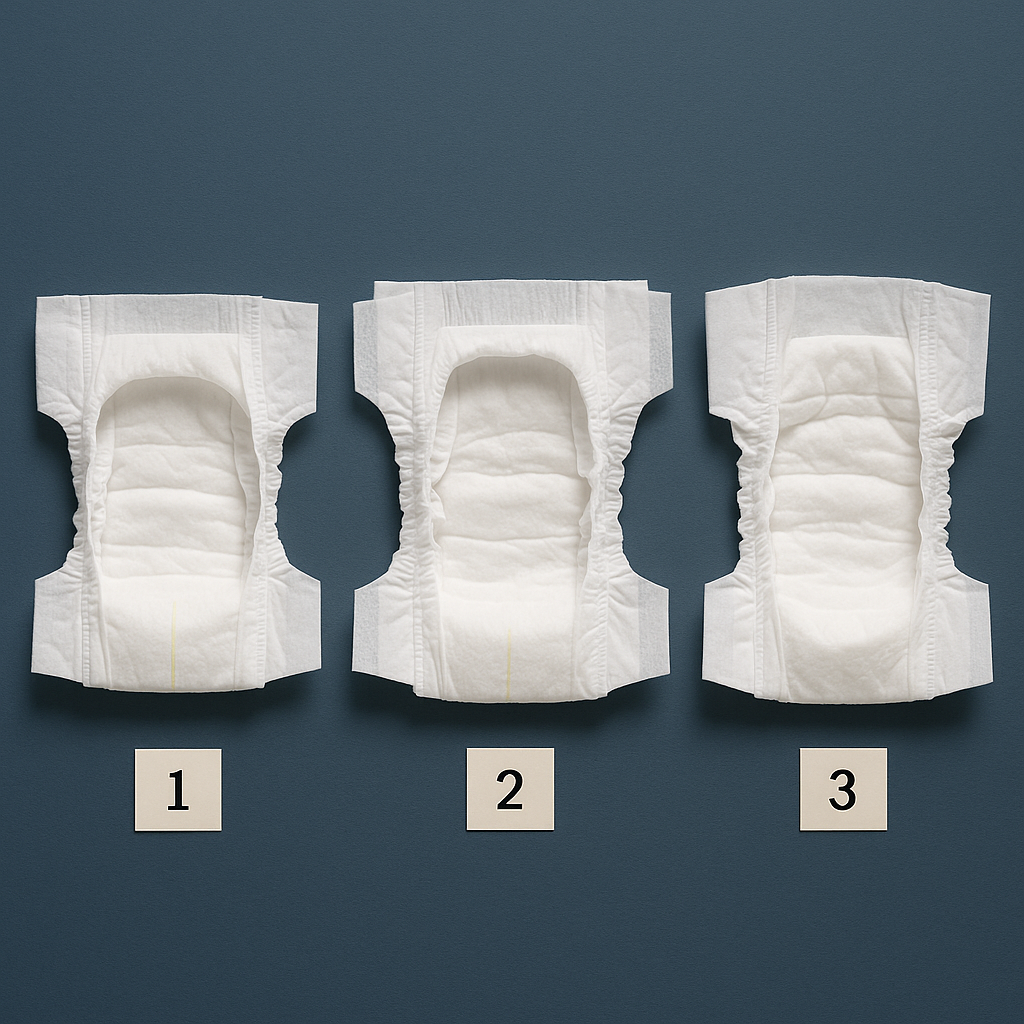 fuites dorsales couche nouveau-né - Le lecteur peut comparer visuellement les différentes architectures de couches nouveau-né (hauteur du dos, barrière dorsale) pour choisir celle la plus adaptée aux fuites dorsales.