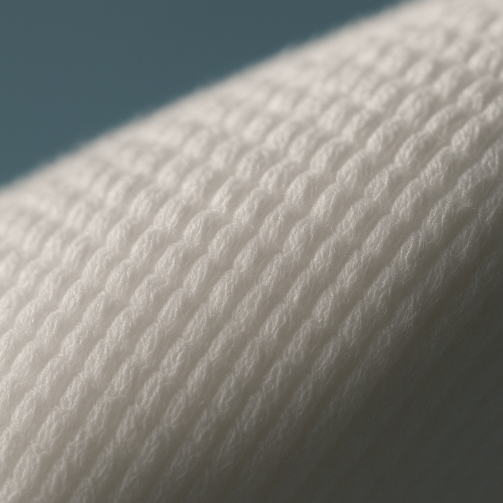 labels certifications couches bébé - montre au lecteur la texture et la qualité des matières d'une couche testée et certifiée, rendant concret le sujet des labels de sécurité sanitaire
